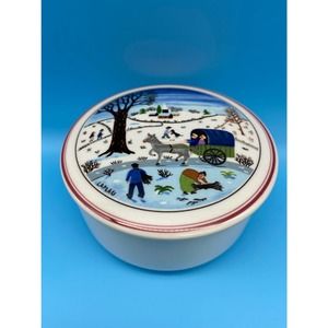 Villeroy & Boch Naif Christmas Small Porcelain Candy Trinket Dish village Laplau